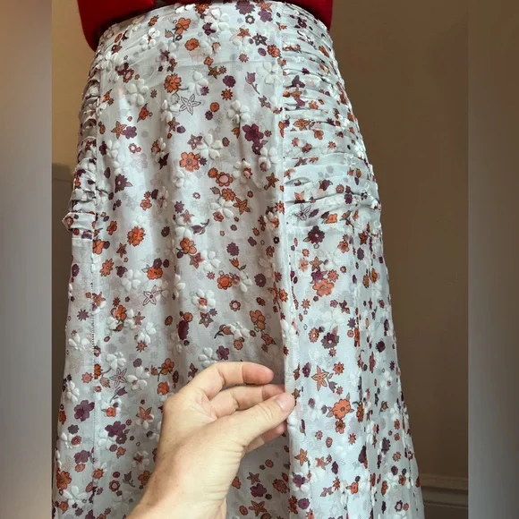 Floral print burnout velvet maxi skirt - Picture 4 of 8